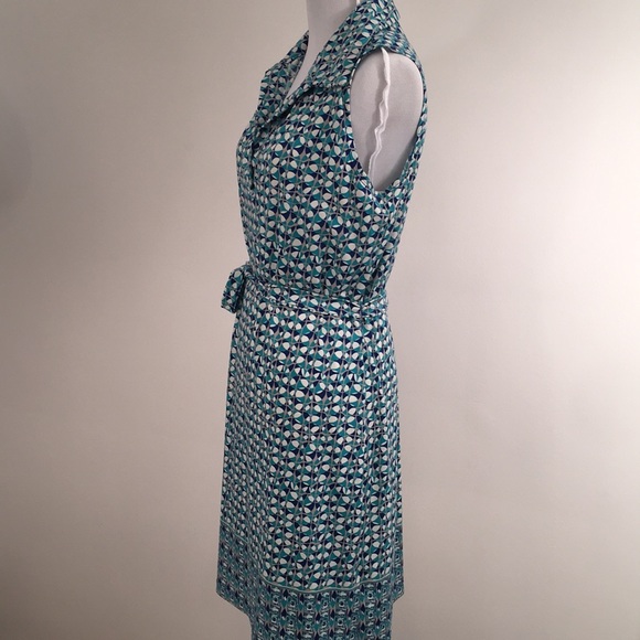 ✅ SOLD Max Studio Turquoise & Navy Sleeveless Shirt Dress - Picture 7 of 8